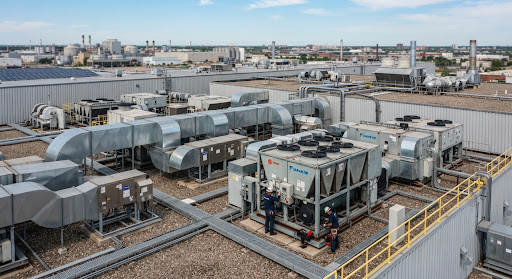 Industrial HVAC chillers and air handling units